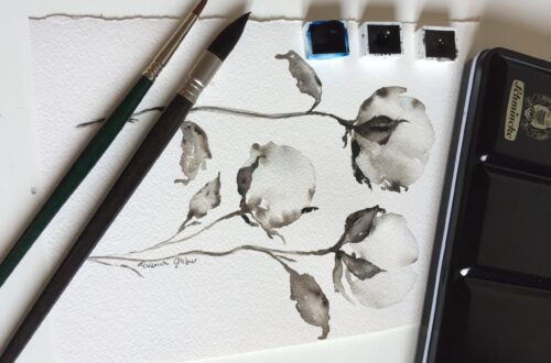 Fiori di cotone ad acquerello