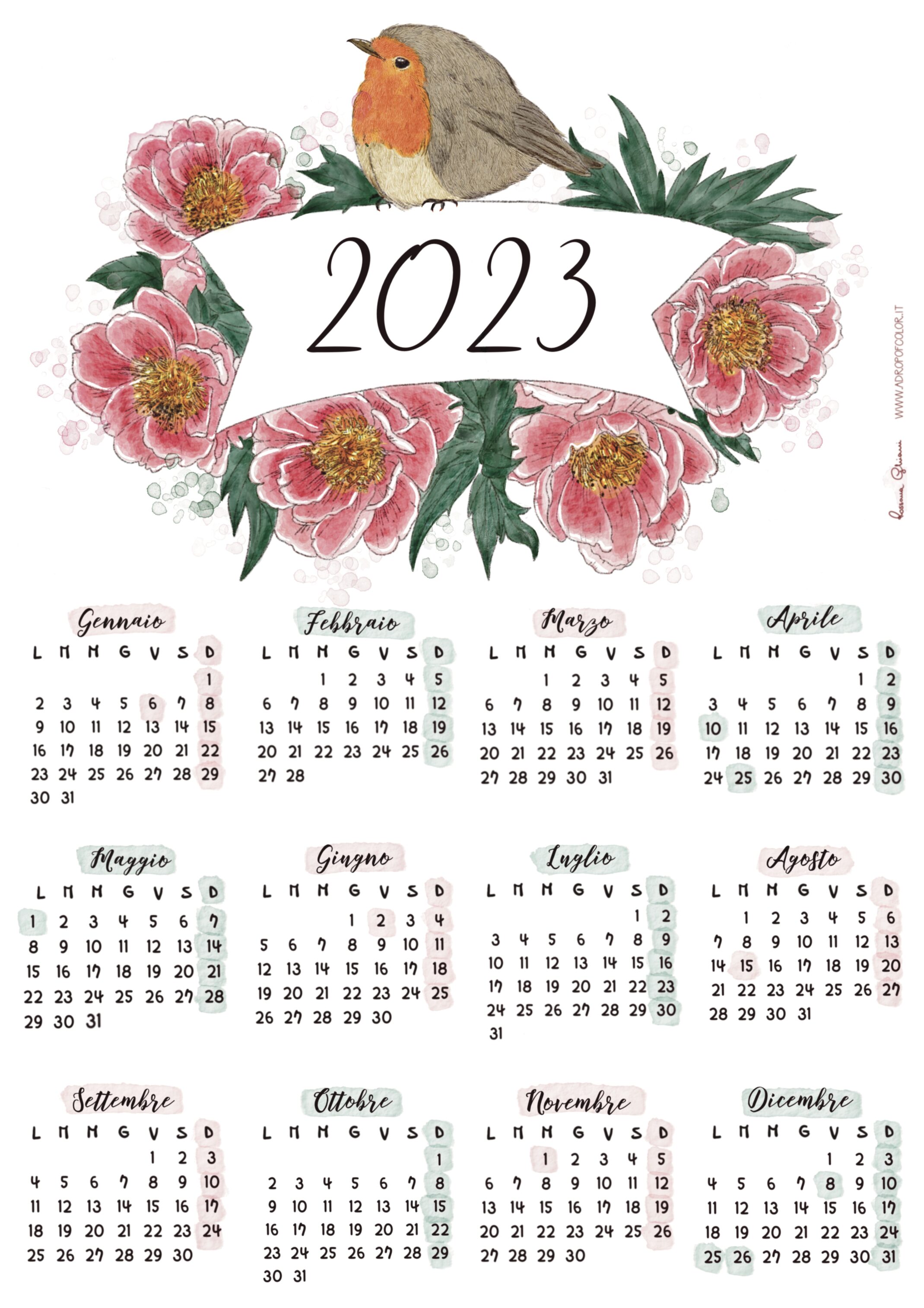 Calendario 2023 stampabile gratis