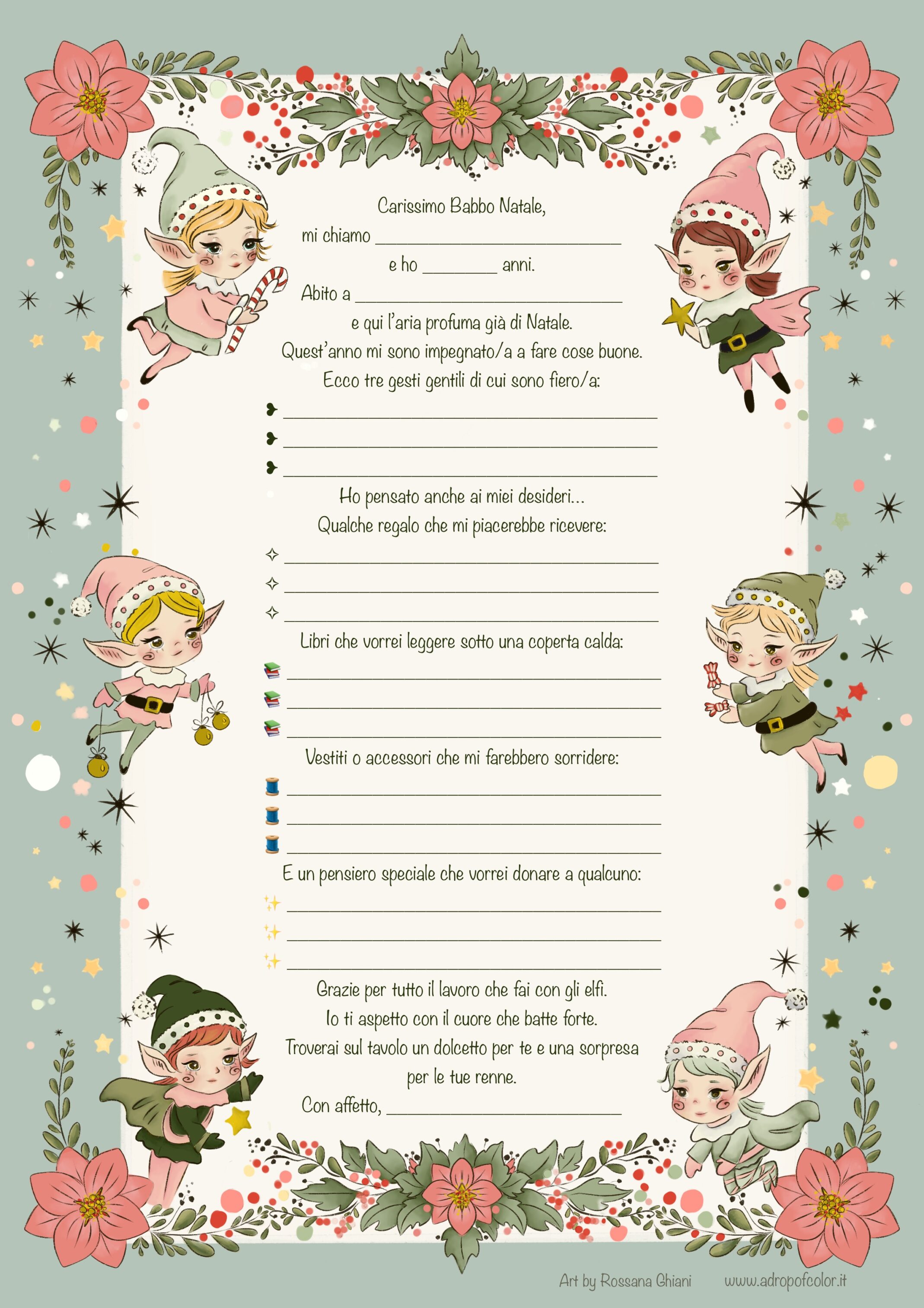 Modello stampabile letterina per Babbo Natale