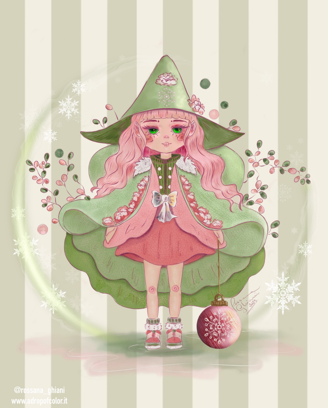 Disegno da colorare- Natalina illustrazione natalizia by Rossana Ghiani - adropofcolor.jpg