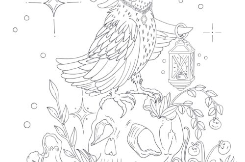 Pdf illustrazione gratuita pagina da colorare Il Corvo Stregone - disegno fantasy